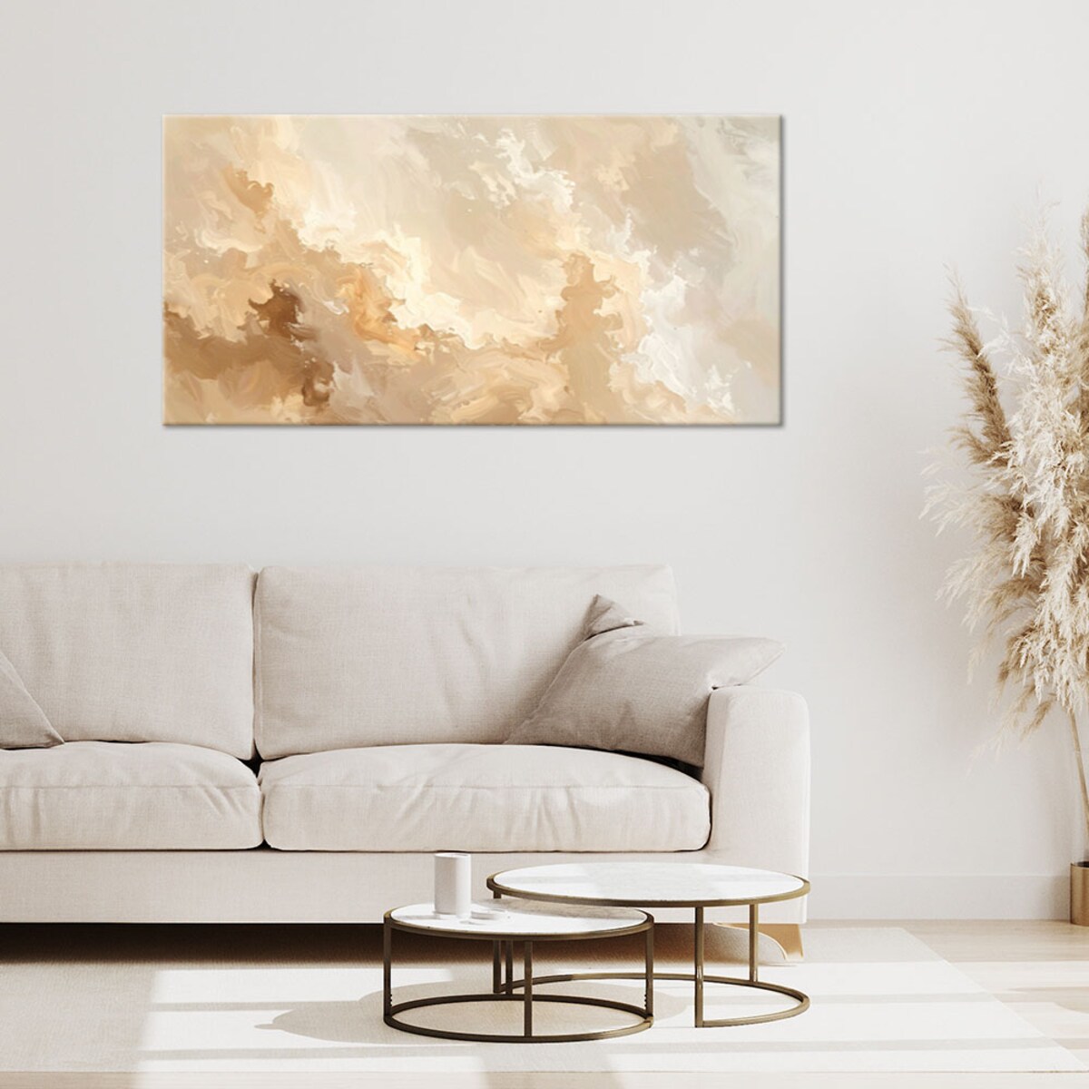 Obraz do salonu sypialni biura spa, Pastelowa Abstrakcja imitacja farby w kolorach beżu 100x50 cm