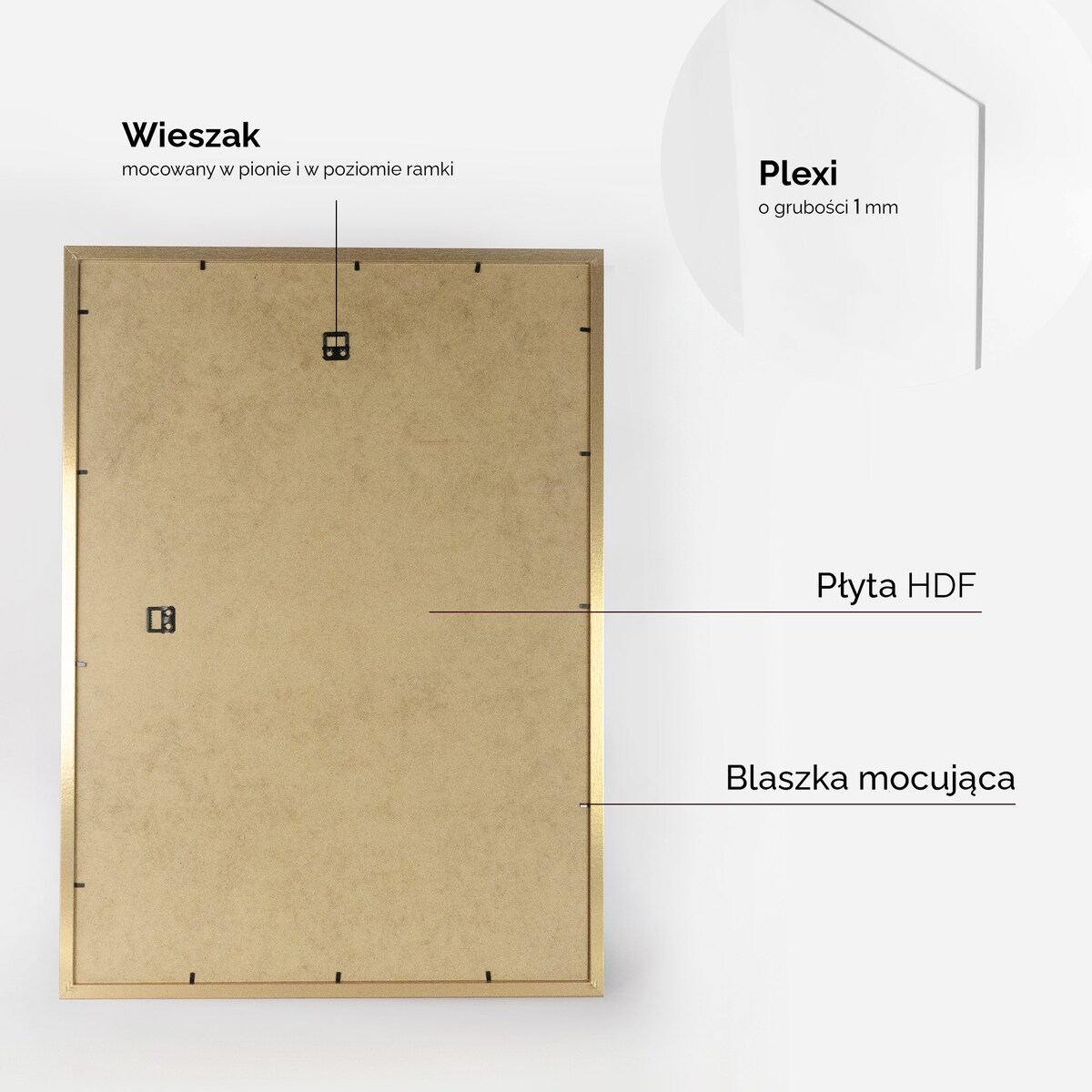 Złota ramka na zdjęcia HEN PASS Z 60x80 cm z passe partout (50x70 cm)