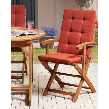 Zestaw 2 krzeseł ogrodowych z poduszkami MAUI PREMIUM Drewno akacjowe Czerwony