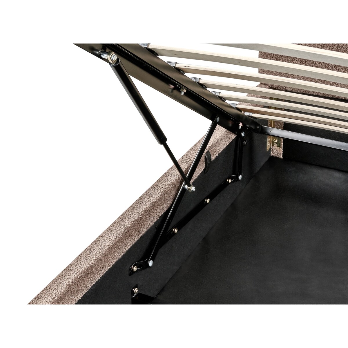 Łóżko z pojemnikiem Boucle BOUSSE 160 x 200 cm Beżowoszary