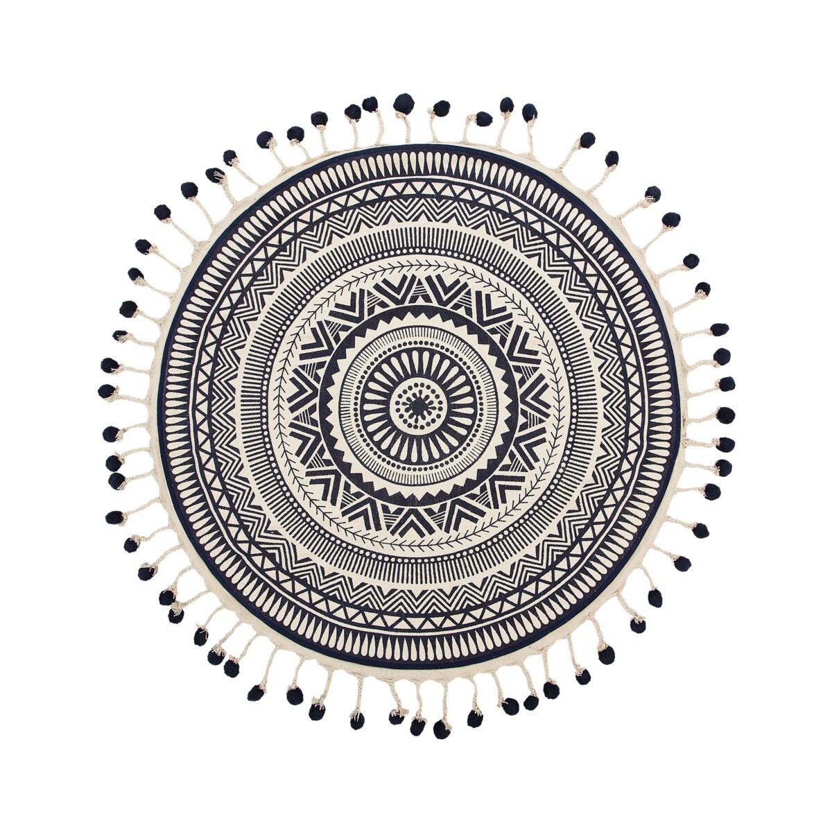 Dywan okrągły bawełniany ø 120 cm kremowo-granatowy TATVAN