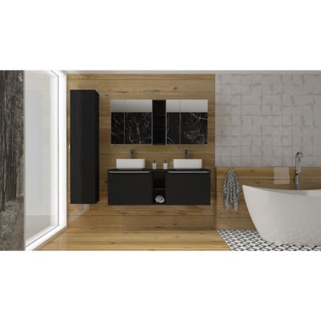 Szafka łazienkowa SANTA FE BLACK 80 cm czarny mat z lustrem