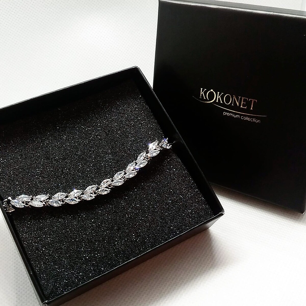 BRANSOLETKA ślubna PREMIUM cubic AAA srebrna