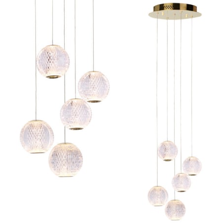 Wisząca LAMPA kaskada ROSARIO PND-12220121-5A-GD Italux szklana OPRAWA zwis LED 21W 3000K glamour przezroczysty