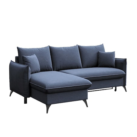 Brim Sofa narożna lewa z funkcją spania i pojemnikiem lewa granatowa
