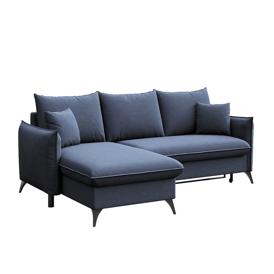 Brim Sofa narożna lewa z funkcją spania i pojemnikiem lewa granatowa