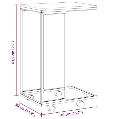 vidaXL Stolik boczny na kółkach, czarny, 40x30x63,5 cm