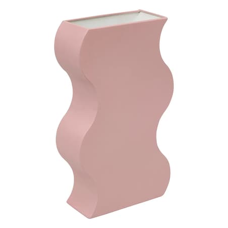 Wazon metalowy, falisty, pudrowy róż 35 cm