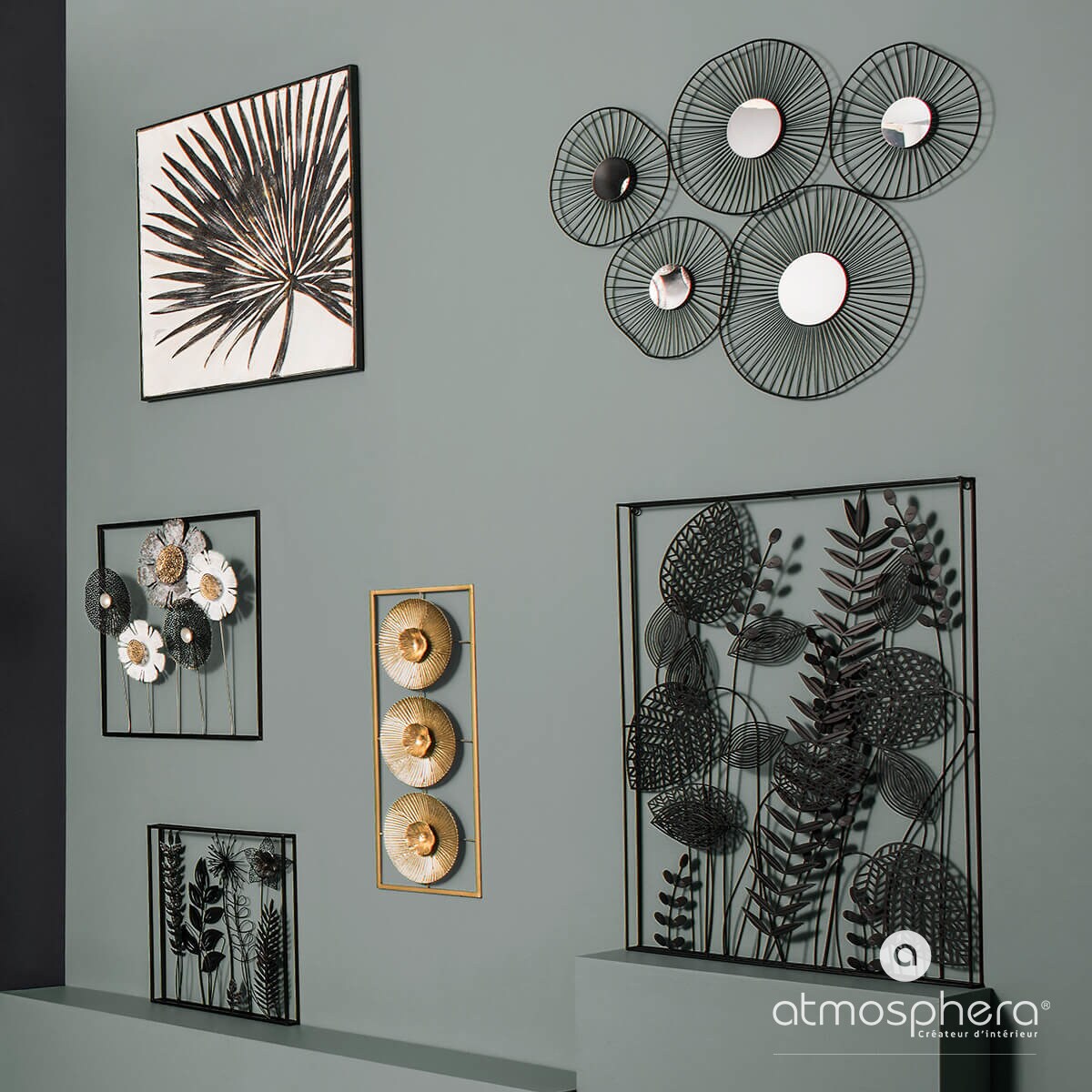 Dekoracja ścienna z metalu FLOWER, 50 x 50 cm