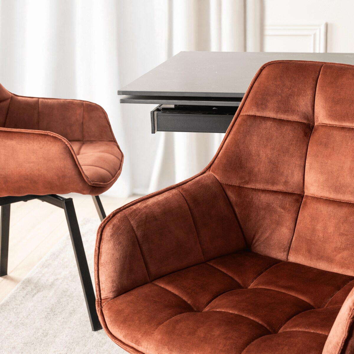 Krzesło Tapicerowane Obrotowe 360 Do Jadalni Kuchni Salonu Rude LUNA