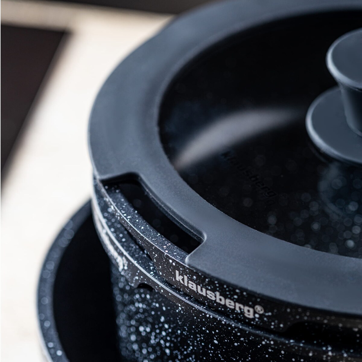 Komplet garnków z marmurkową powłoką nieprzywierającą 5-ele KLAUSBERG