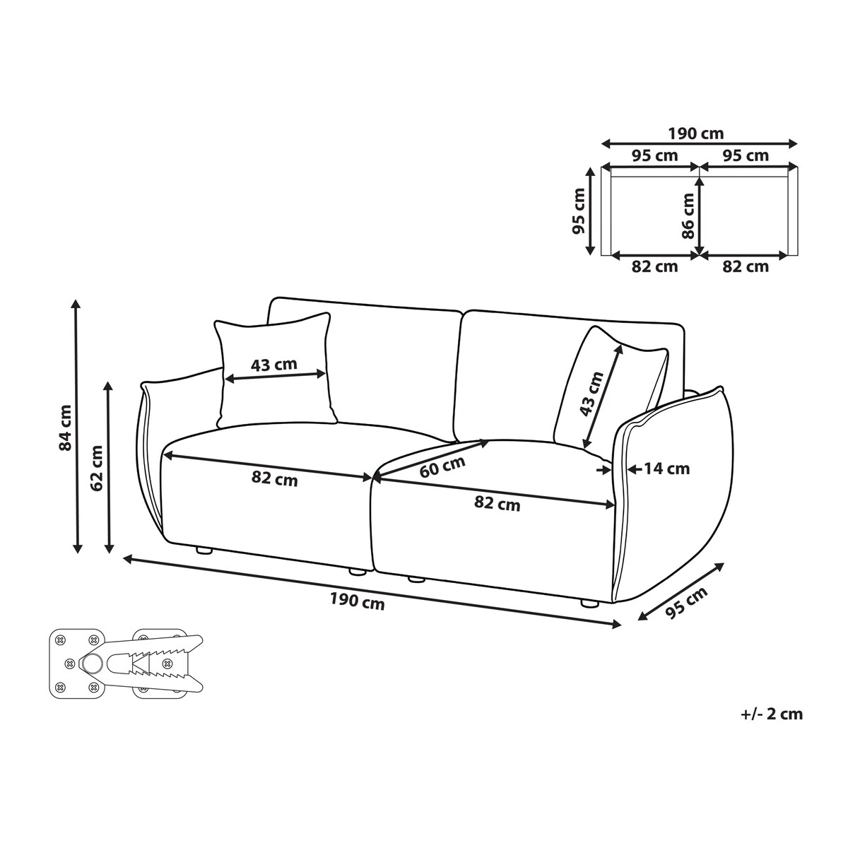 Sofa modułowa dla 2 osób MESNALI Boucle Beżowy