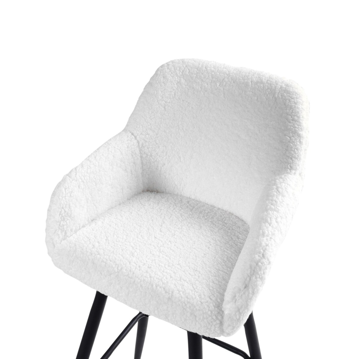 Zestaw 2 krzeseł barowych CASMALIA Boucle Złamana biel