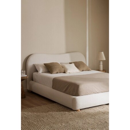 Łóżko do sypialni szenilowe białe 160x200 cm Camilly