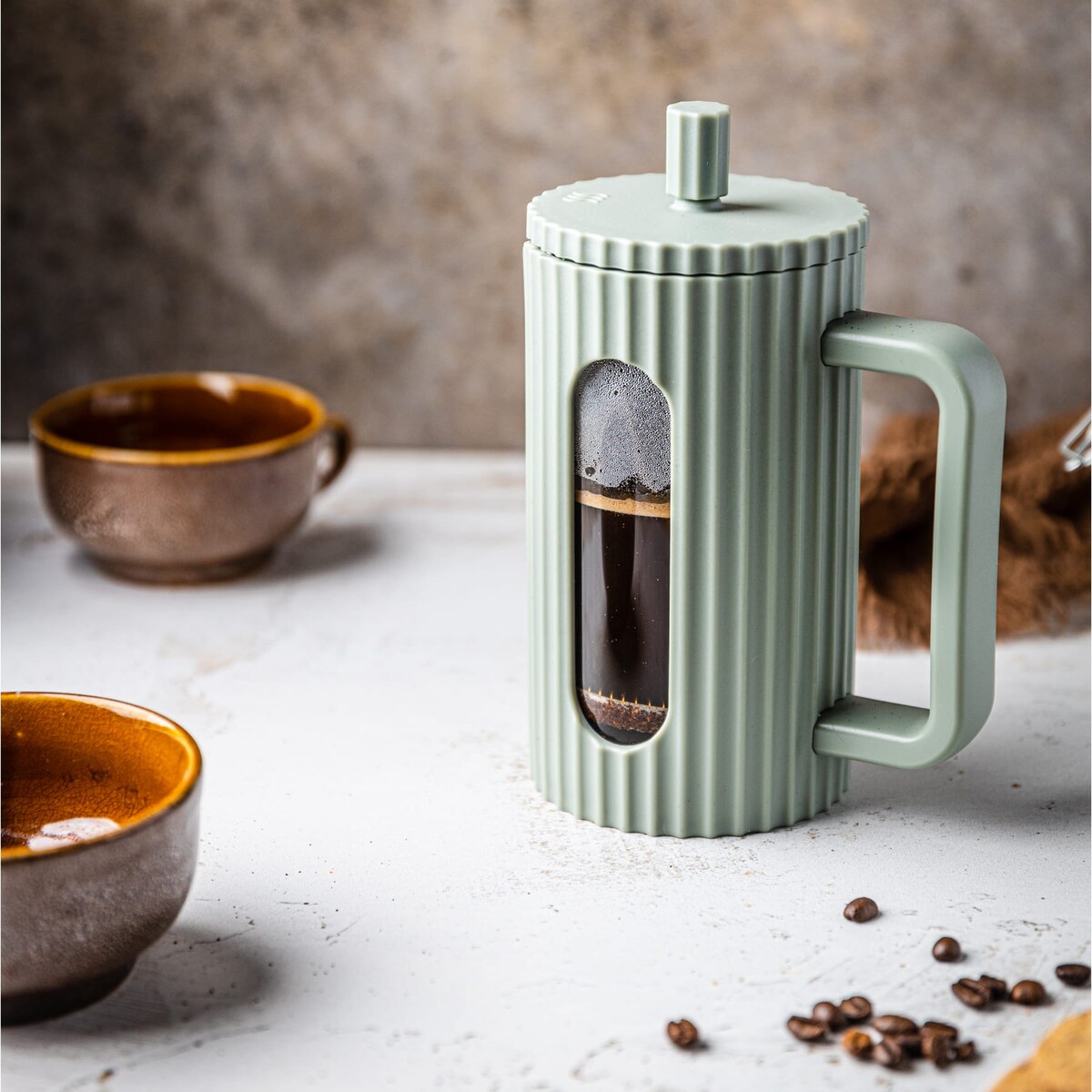 Zaparzacz do herbaty kawy szklany French Press 350 ml zielony KLAUSBERG