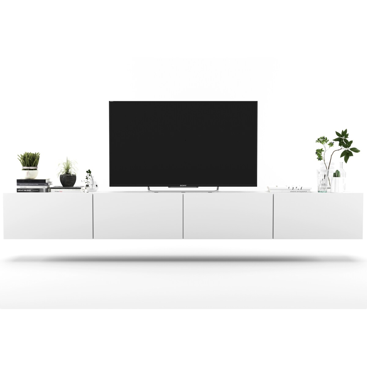 Szafka RTV Loft Wisząca Komoda RTV Biały MAT 240 cm