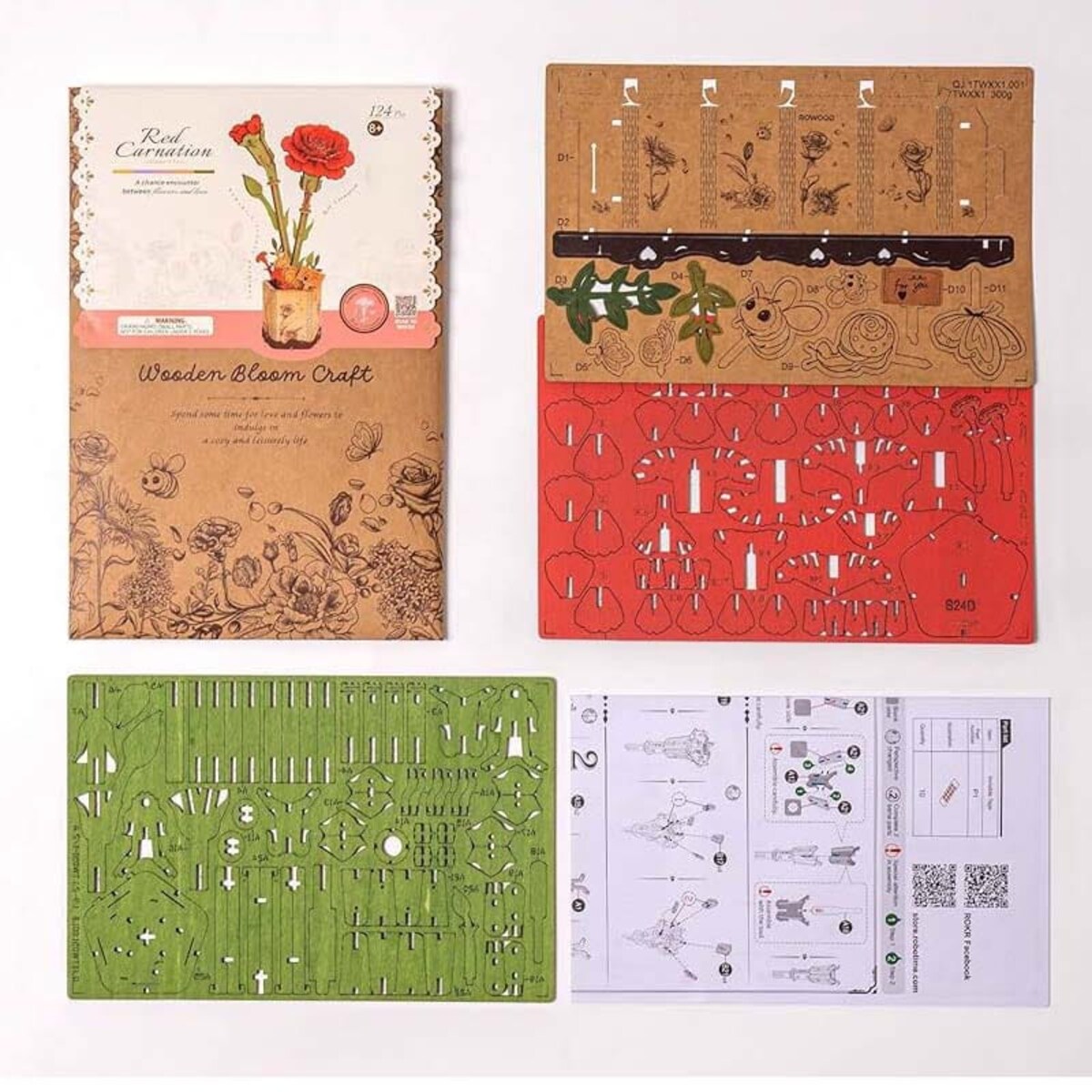 Czerwony goździk DIY - kwiaty Robotime