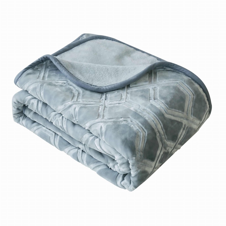 Gruby Szary Koc Akrylowy 160 x 200 Vito miękki Ciepły na Kanapę Łóżko Spania