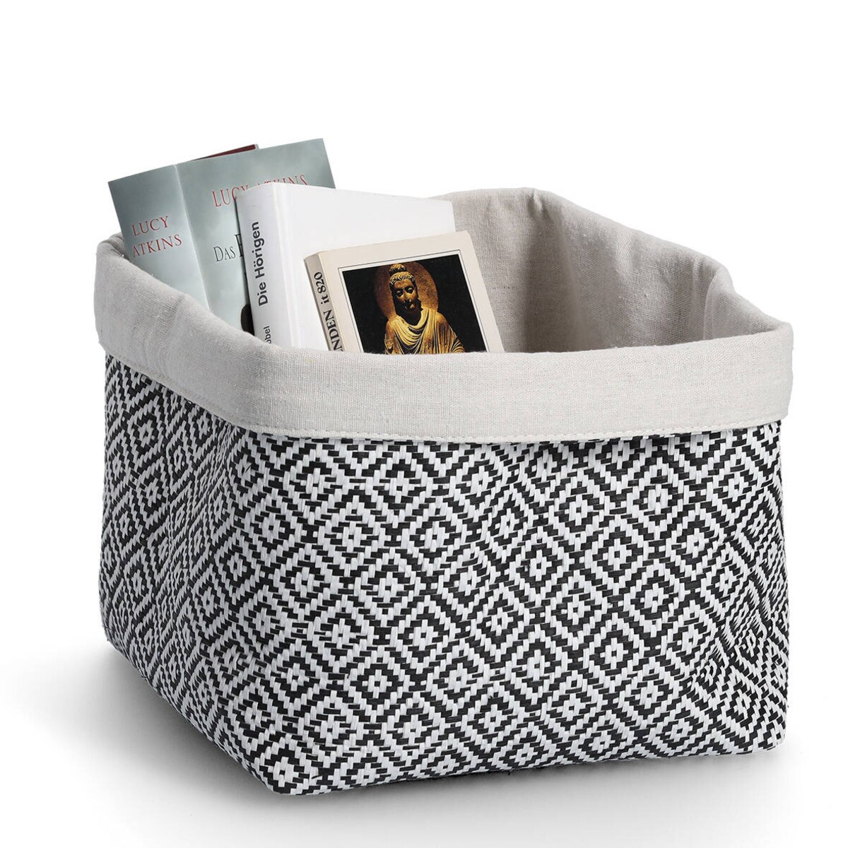 Koszyk do przechowywania z bawełny i papieru MOSAIC, 28 x 28 x 28 cm