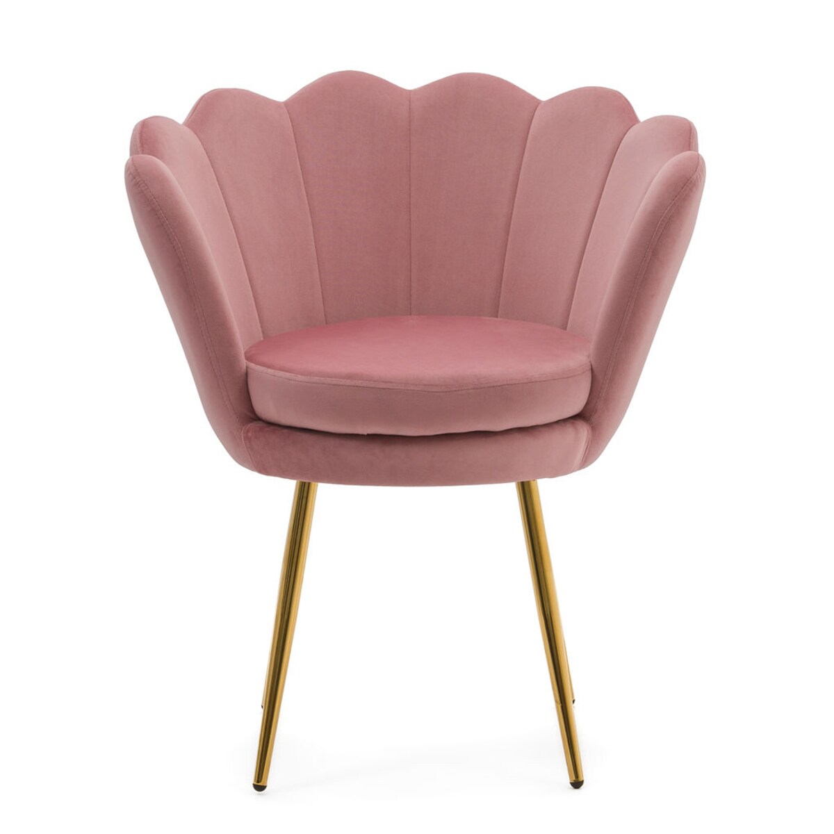 Muszelka krzesło welurowe różowe SHELL złote nogi do toaletki salonu biura