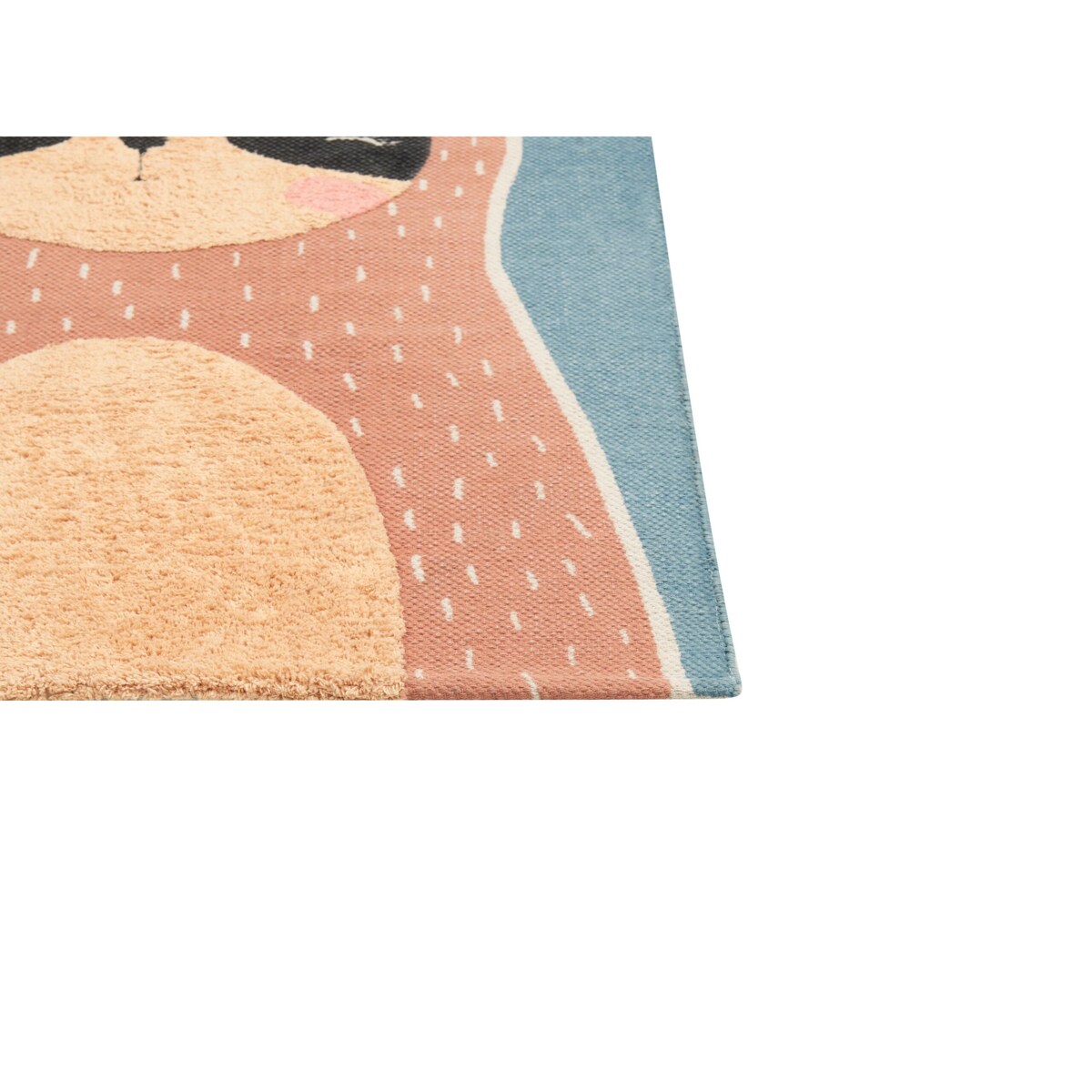 Dywan dziecięcy bawełniany motyw leniwca 80 x 150 cm niebiesko-pomarańczowy ISAK