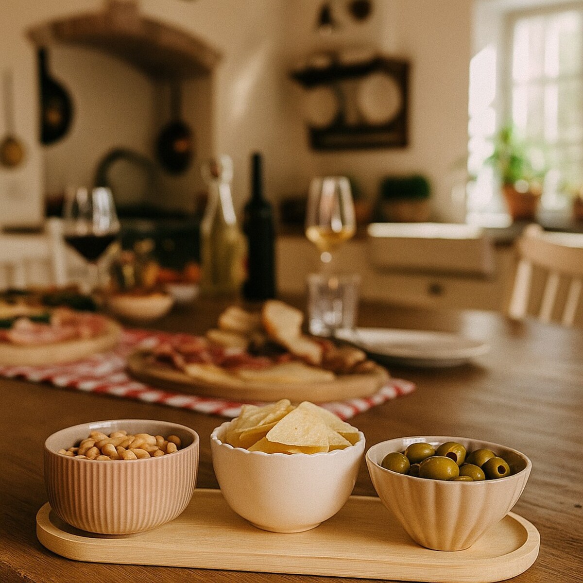 Miseczki na przekąski NOBI, 3 naczynia i podłużna tacka