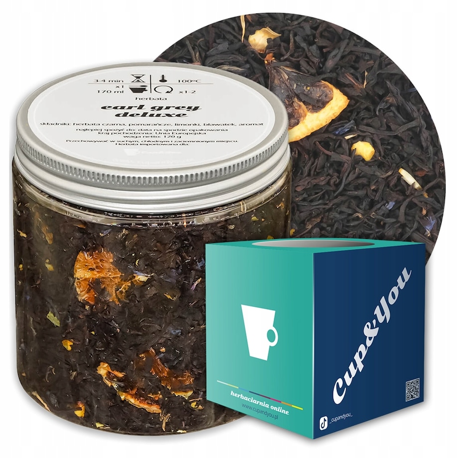 Herbata czarna EARL GREY DELUXE o smaku pomarańczowo - limonkowym PREMIUM - herbata liściasta sypana mieszanka napar susz - gotowa na prezent upominek