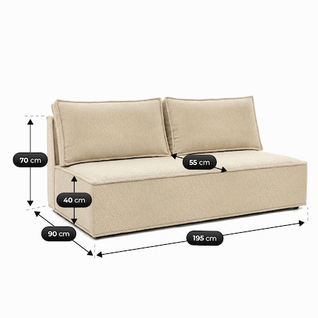 Sofa Rozkładana Kanapa z Funkcją Spania Dwuosobowa Do Salon Beżowa MAVIA