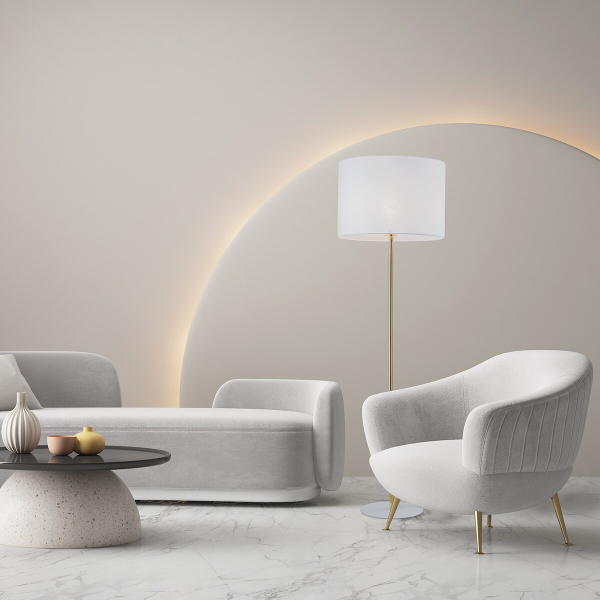 Lampa podłogowa TK Lighting UMBERTO WHITE GOLD 16033 biała złota E27 155 cm