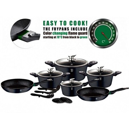 Zestaw 15 elementów garnki, patelnie i akcesoria Berlinger Haus BH-1474 Thermoguard