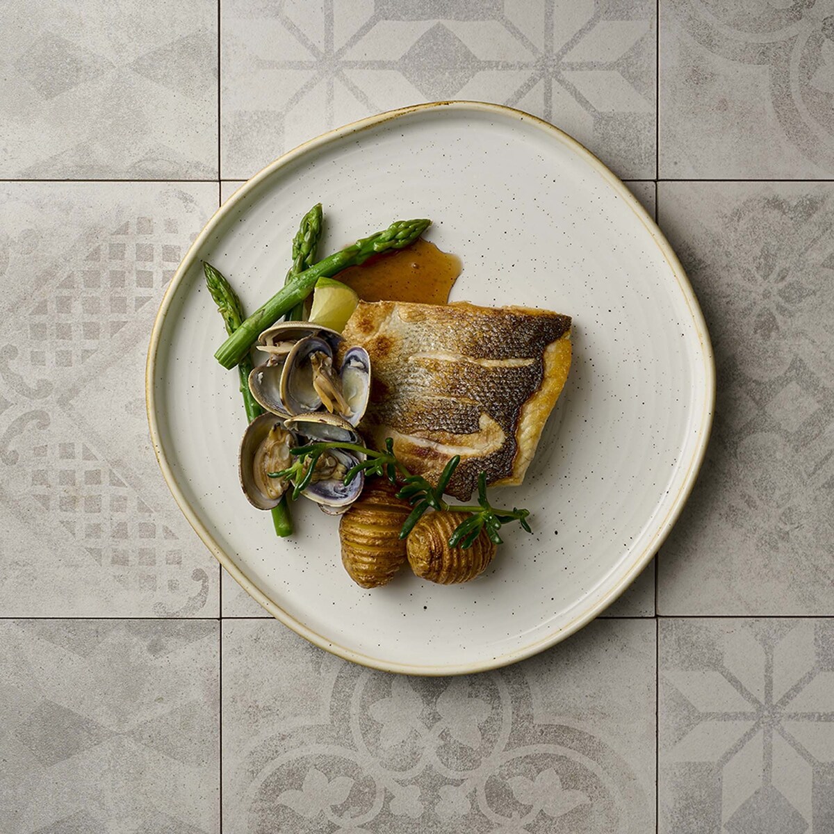 Talerz płytki z rantem Stonecast Barley White 260 mm x (H)20