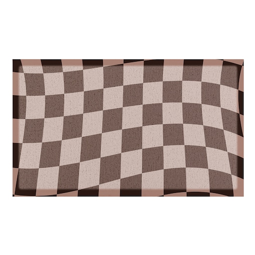 Wycieraczka Brązowa wycieraczka zewnętrzna w falisty wzór szachownicy – (70 x 40 cm)