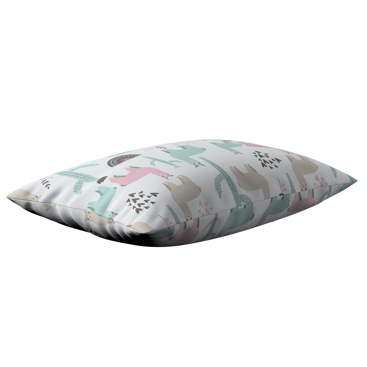 Poszewka Milly prostokątna 60x40 pastelowe lamy na jasnoszarym tle