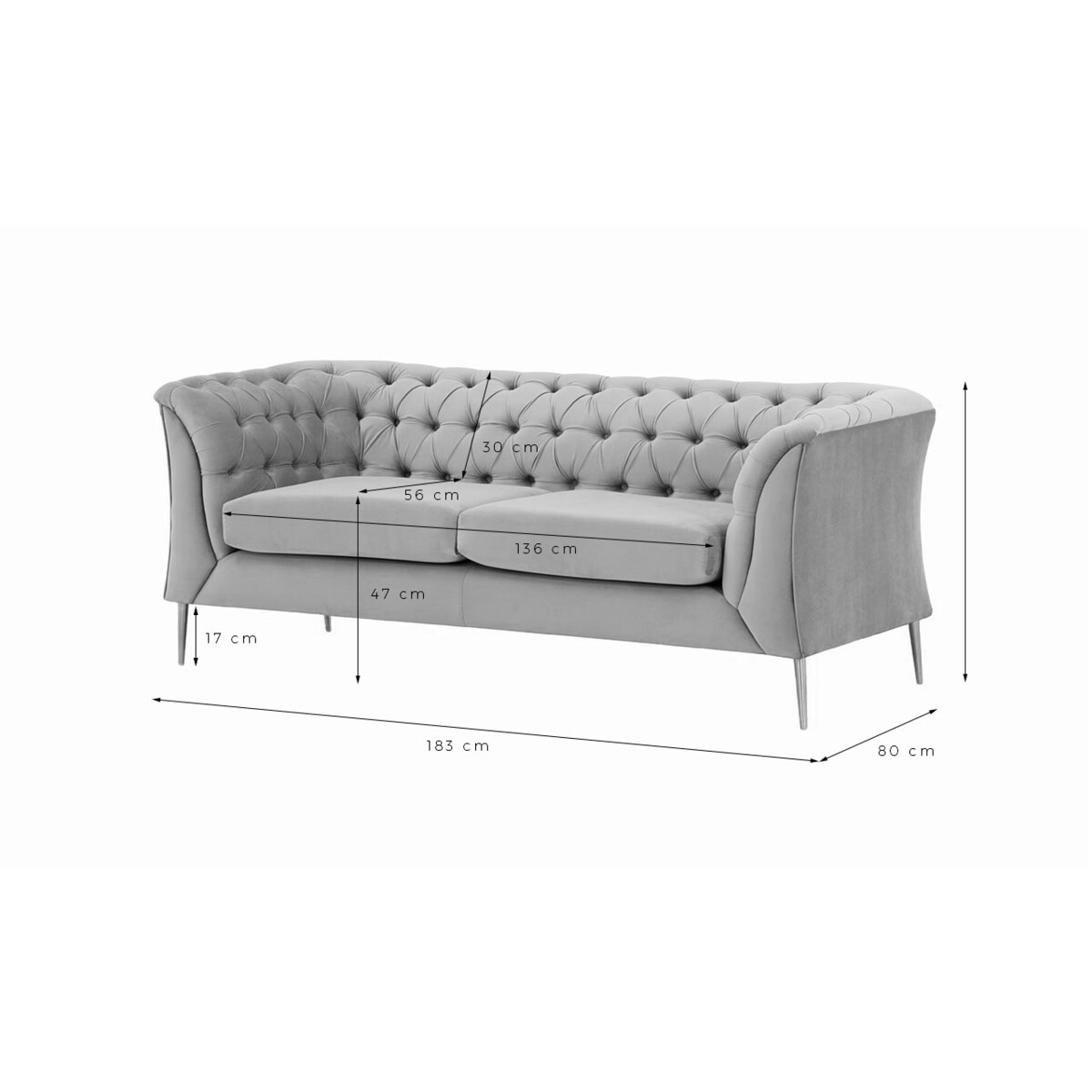 Sofa dwuosobowa Chesterfield Modern-Velluto 17