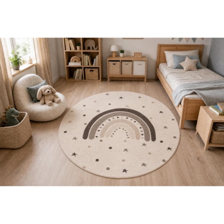 Dywan KIDDO 5151 koło krem / beż tęcza, koło 160 cm