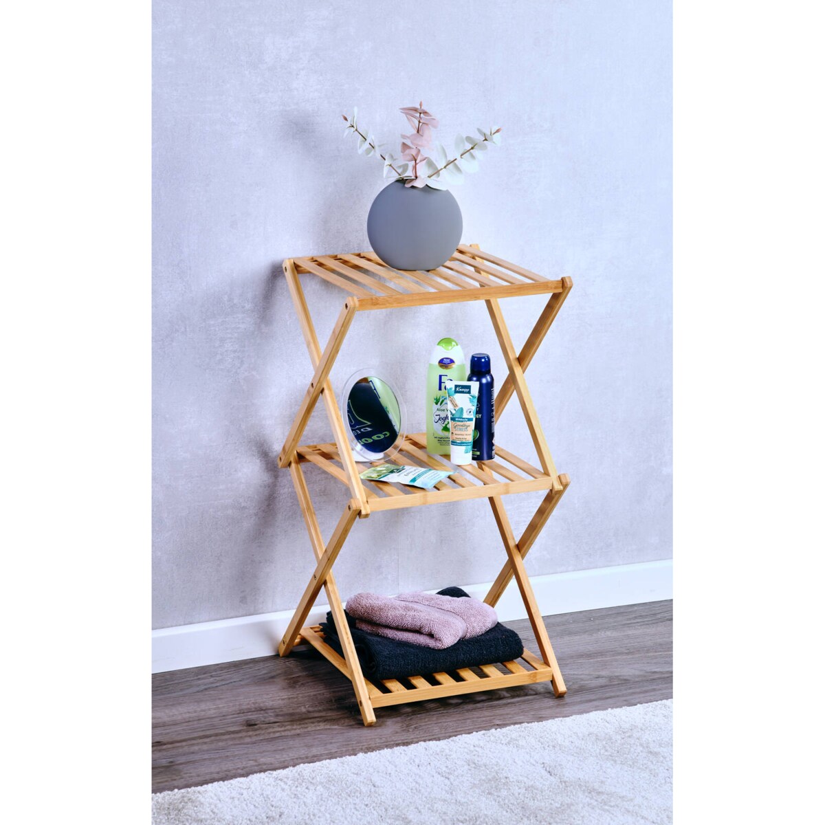 Regał bambusowy z trzema pólkami, 67 cm