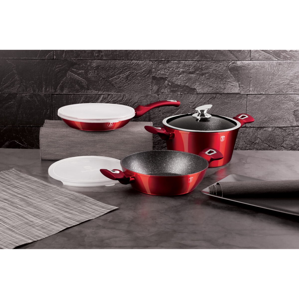 Komplet garnków 6-ele 24cm BERLINGER HAUS Metallic Burgundy