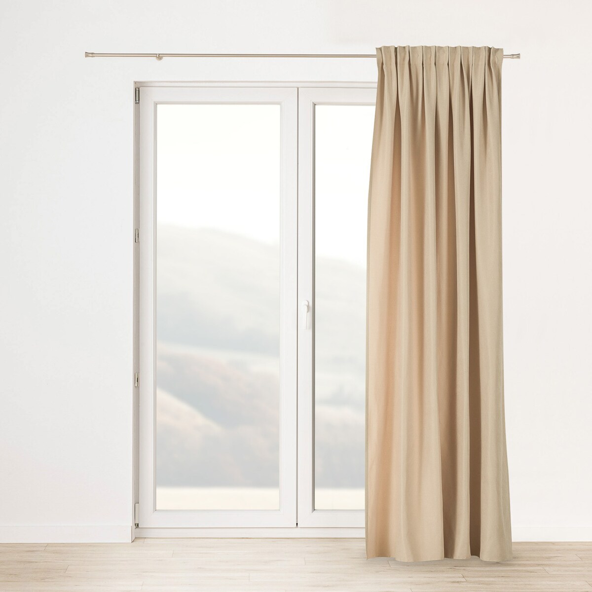 Zasłona na taśmie marszczącej jasnobeżowa aksamitna 140 x 280 cm 1 szt. 140x280 beżowy