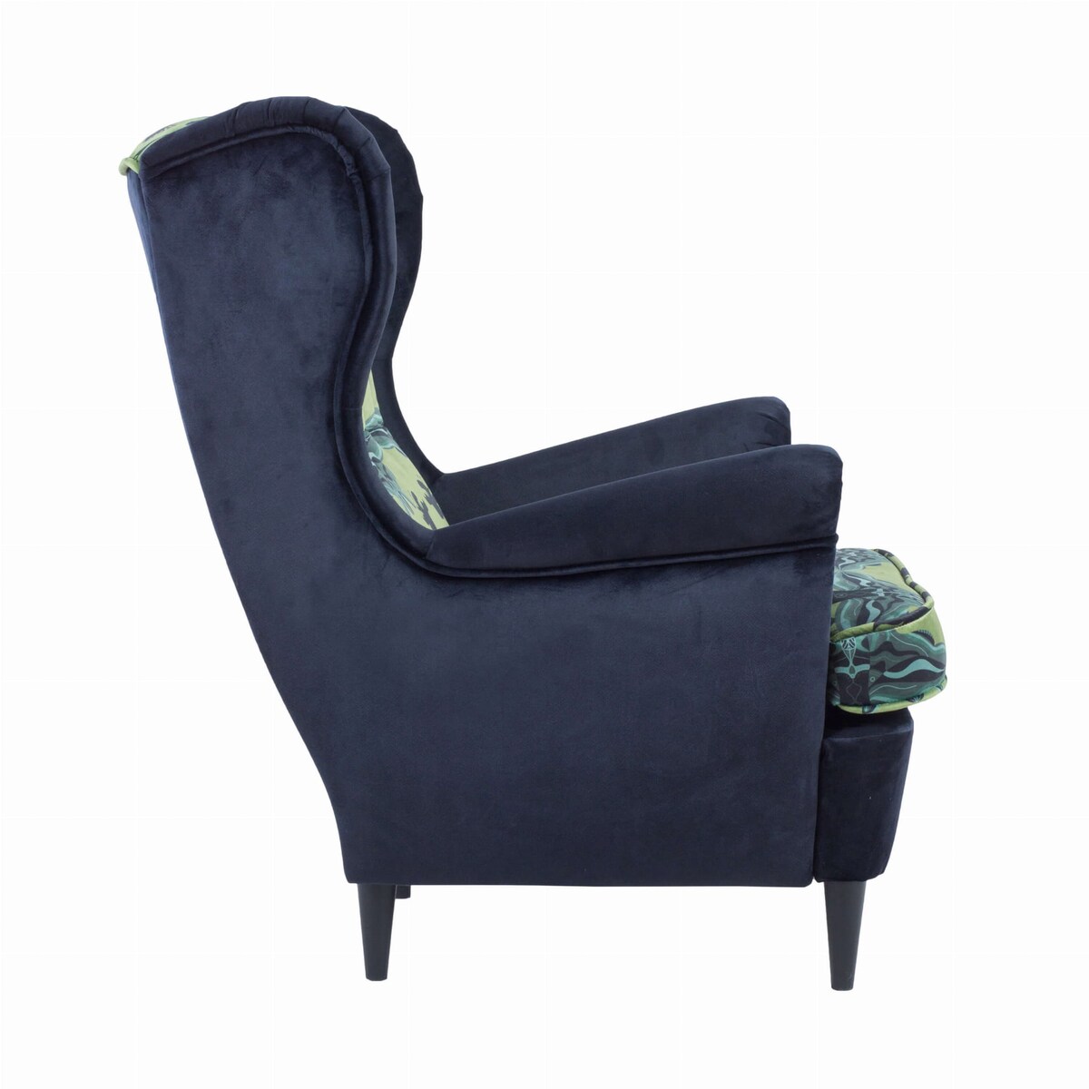 Fotel uszak Richmond velvet – elegancki fotel wypoczynkowy do salonu i sypialni z autorskim wzorem