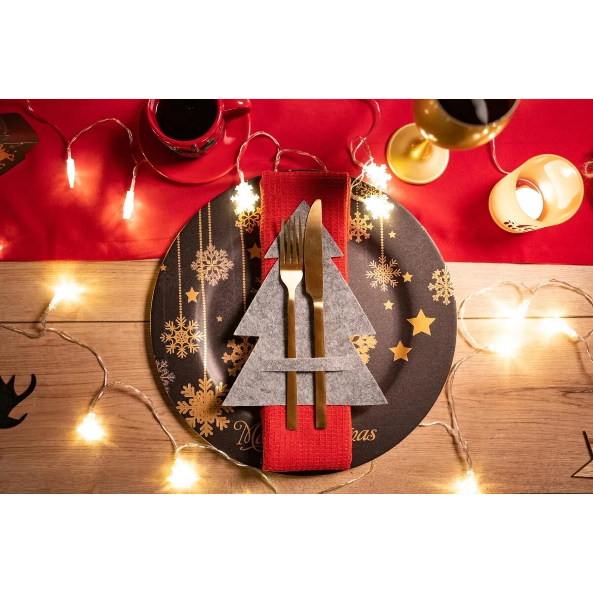 Pokrowiec na sztućce Świateczny 6 szt KF370-6