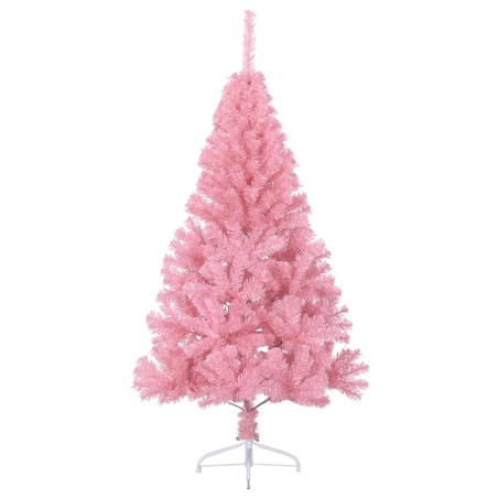 vidaXL Sztuczna choinka połówka ze stojakiem, różowa, 150 cm, PVC