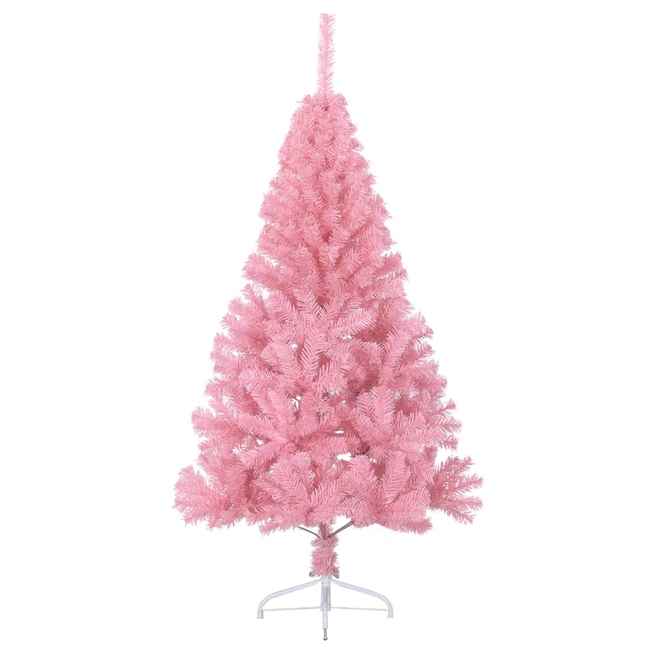 vidaXL Sztuczna choinka połówka ze stojakiem, różowa, 150 cm, PVC