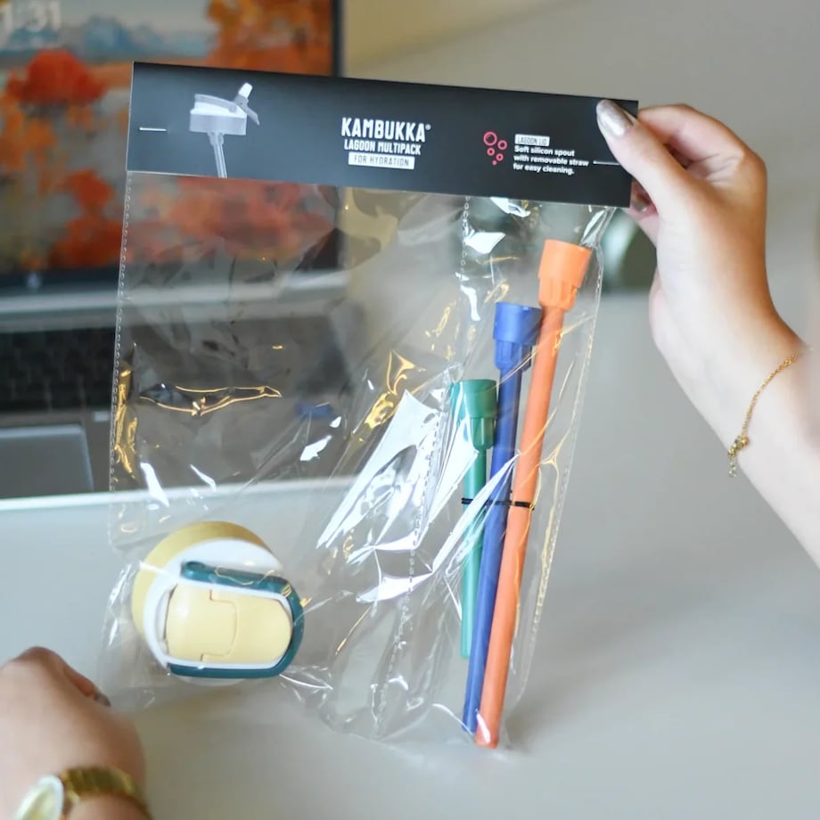 Zestaw Kambukka - nakrętka Lagoon i 3 rurki/słomki (yellow)