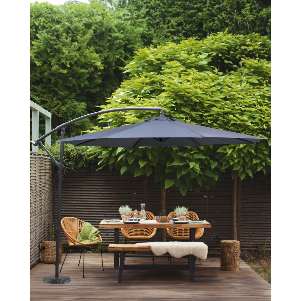 Parasol ogrodowy na wysięgniku 300 cm RAVENNA Ciemnoszary