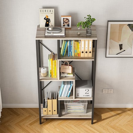 Regał stojący industrialny otwarty na książki 8 półek metalowa rama 132 cm