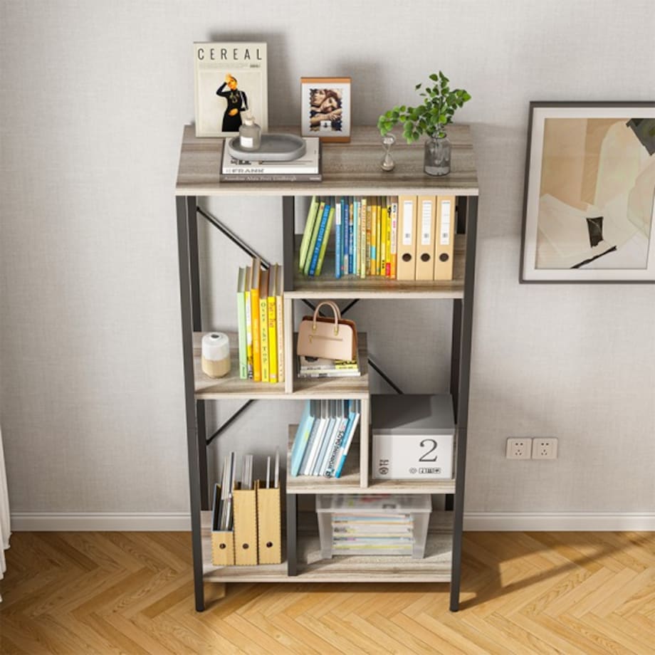 Regał stojący industrialny otwarty na książki 8 półek metalowa rama 132 cm