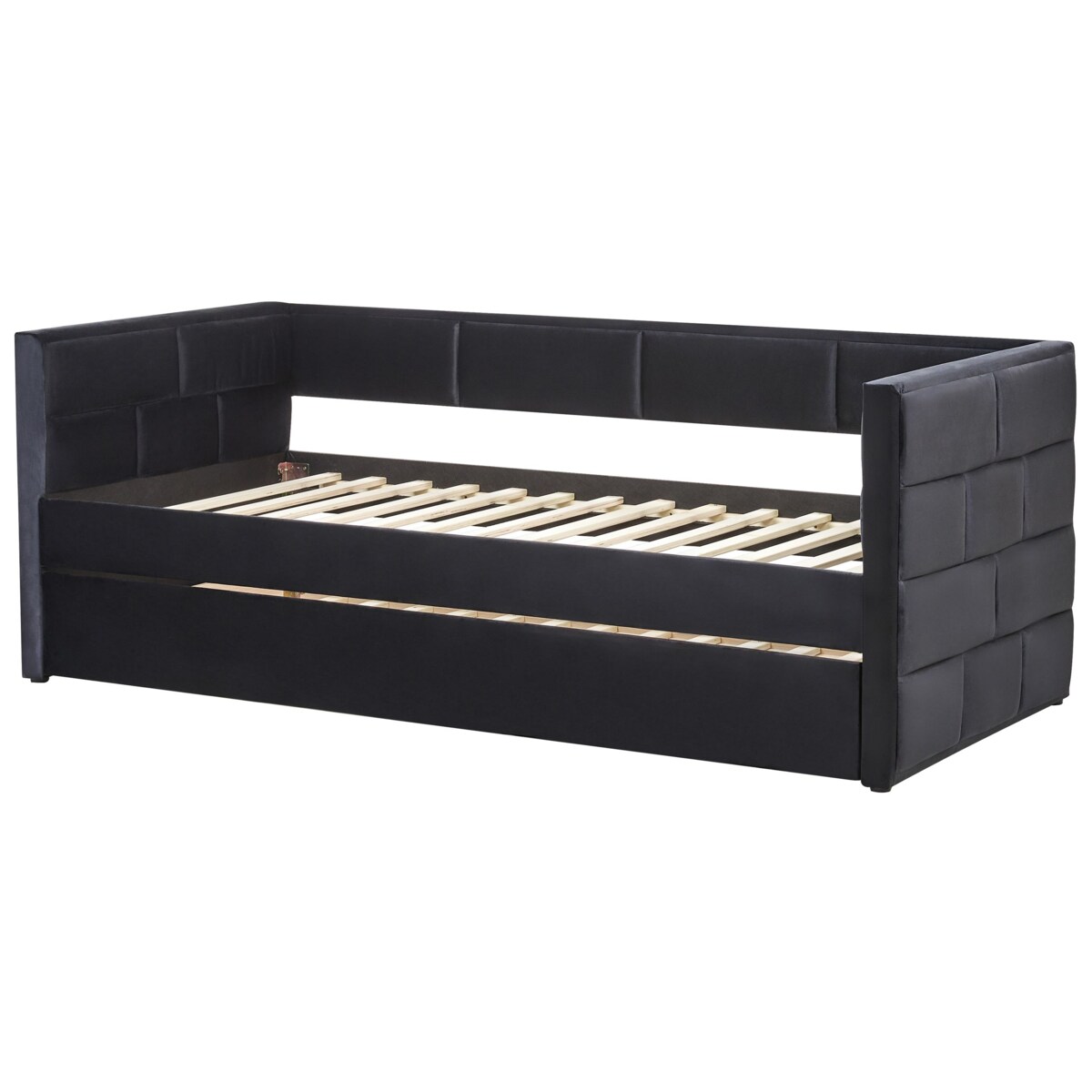 Łóżko wysuwane Welur CHAVONNE 90 x 200 cm Czarny