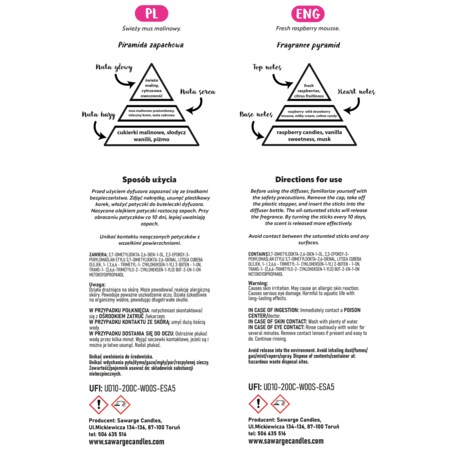 Dyfuzor Zapachowy Marble / Malina 100 ml