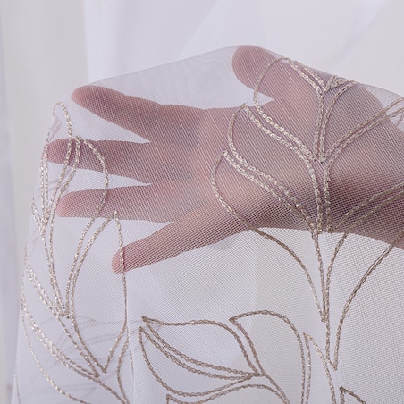 Firana na taśmie 300x245 biały ze złotym wzorem