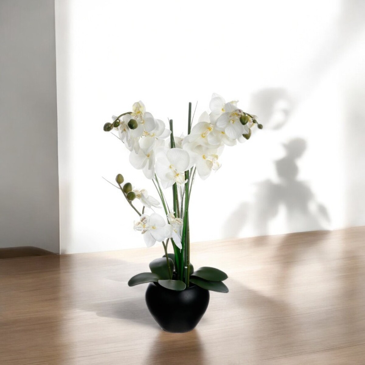 Sztuczny storczyk w czarnej doniczce, 50 cm